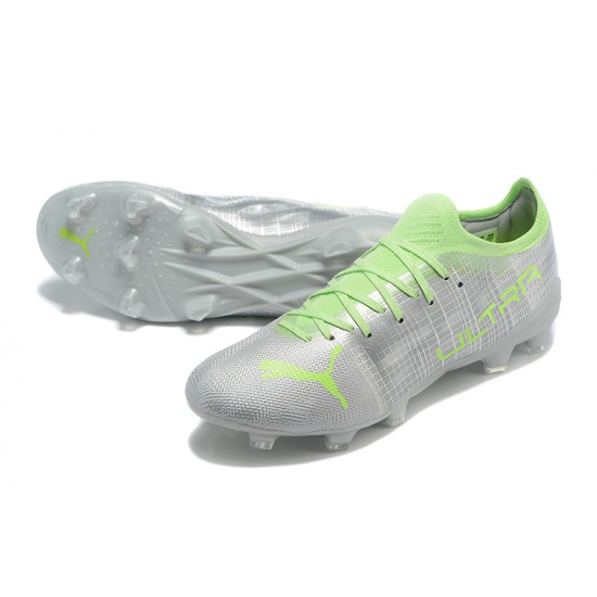 Puma Ultra 1 4 Instinct FG Silver Green Low Men Football Boots