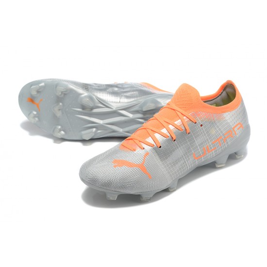 Puma Ultra 1 4 Instinct FG Silver Orange Low Men Football Boots
