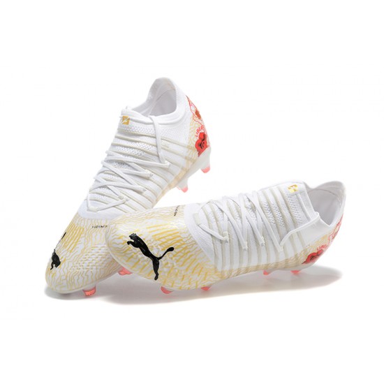 Puma Ultra 1 4 Instinct FG White Red Yellow Low Men Football Boots