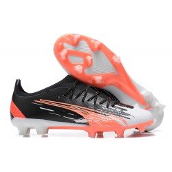 Puma Ultra Ultimate FG Low Black White Red Men Football Boots