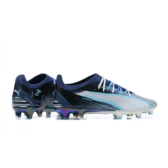 Puma Ultra Ultimate FG Low Blue White Men Football Boots