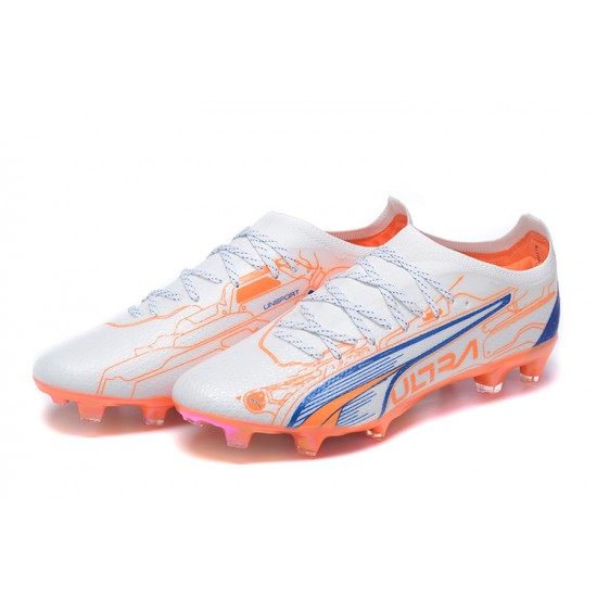 Puma Ultra Ultimate FG Low Blue White Orange Men Football Boots