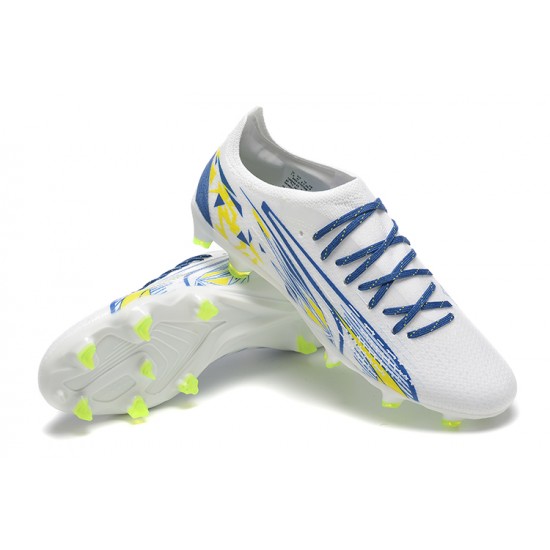 Puma Ultra Ultimate FG Low Blue White Yellow Men Football Boots