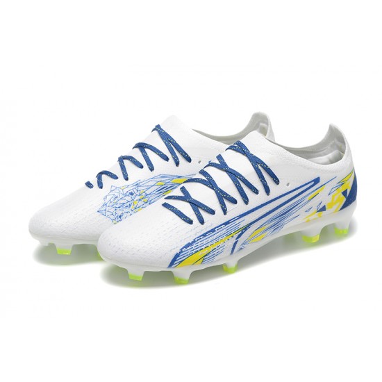 Puma Ultra Ultimate FG Low Blue White Yellow Men Football Boots