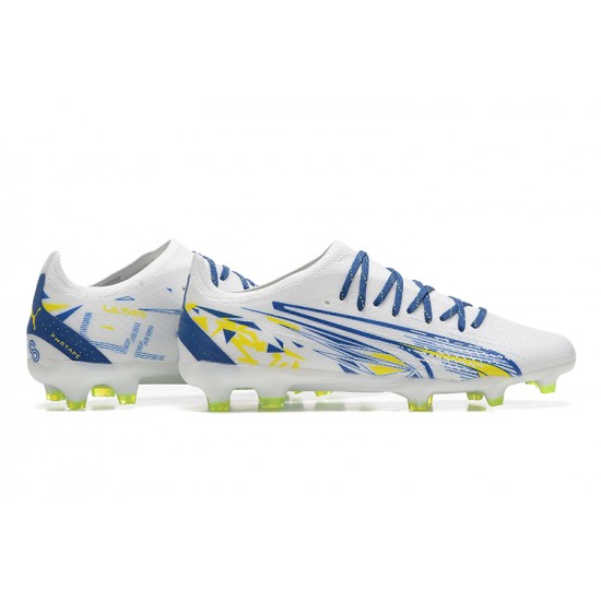 Puma Ultra Ultimate FG Low Blue White Yellow Men Football Boots