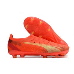 Puma Ultra Ultimate FG Low Red Gold Men Football Boots