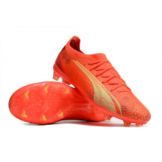 Puma Ultra Ultimate FG Low Red Gold Men Football Boots