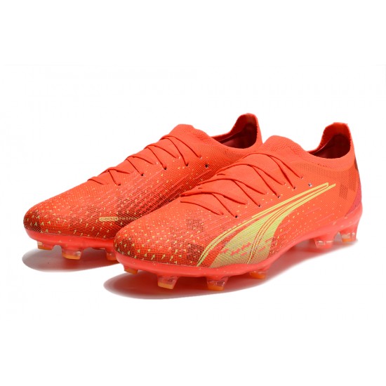 Puma Ultra Ultimate FG Low Red Gold Men Football Boots