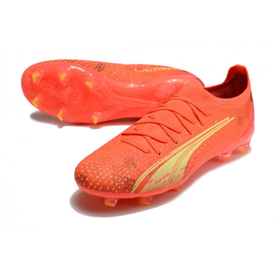 Puma Ultra Ultimate FG Low Red Gold Men Football Boots