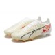 Puma Ultra Ultimate FG Low White Beige Red Men Football Boots