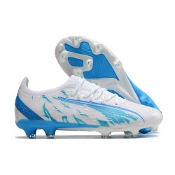 Puma Ultra Ultimate FG Low White Blue Men Football Boots
