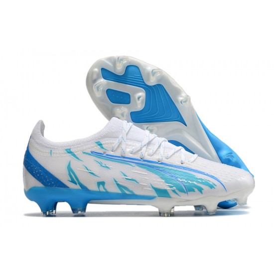 Puma Ultra Ultimate FG Low White Blue Men Football Boots