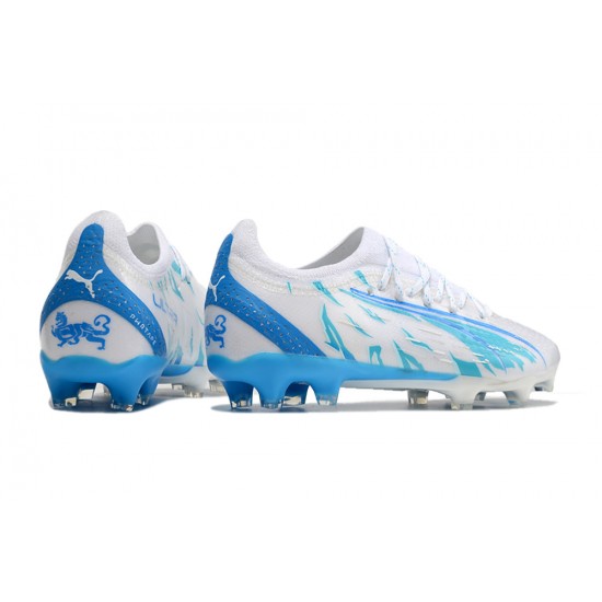 Puma Ultra Ultimate FG Low White Blue Men Football Boots