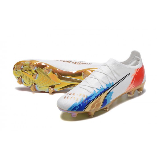 Puma Ultra Ultimate FG Low White Gold Men Football Boots