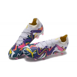 Puma Ultra Ultimate FG White Pink Yellow Low Men Football Boots