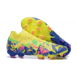 Puma Ultra Ultimate FG Yellow Blue Pink Low Men Football Boots