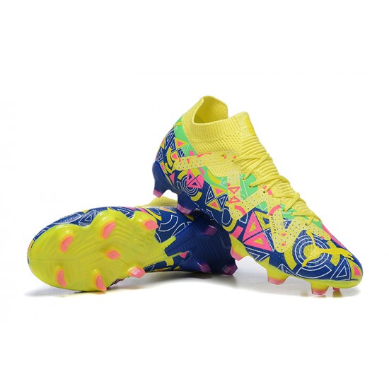 Puma Ultra Ultimate FG Yellow Blue Pink Low Men Football Boots