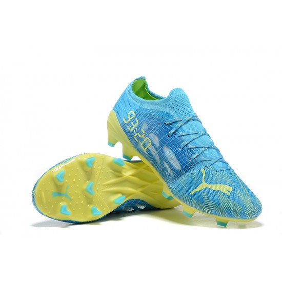 Puma ultra 1.4 FG Low Blue Yellow And Green Men Football Boots