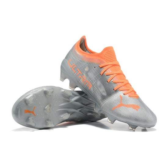 Puma ultra 1.4 FG Low Silver And Orange Men Football Boots