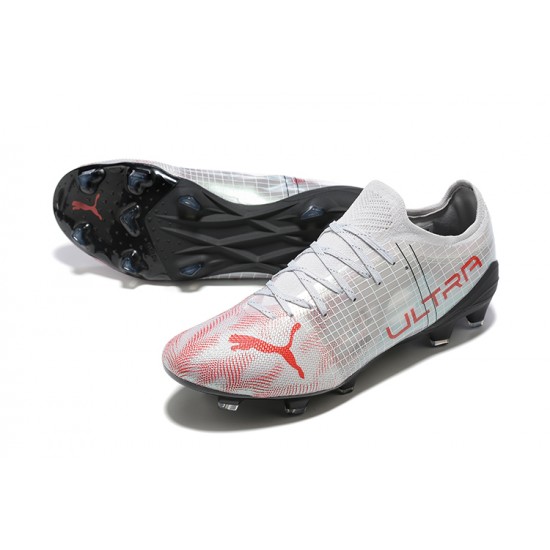 Puma ultra 1.4 FG Low White Black And Red Men Football Boots