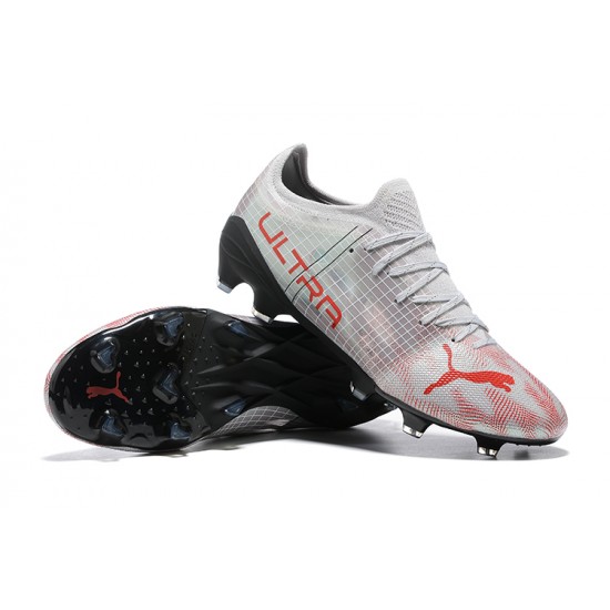 Puma ultra 1.4 FG Low White Black And Red Men Football Boots