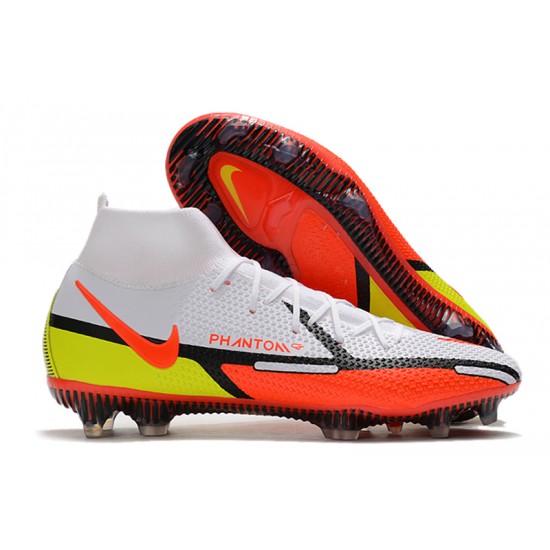 Nike Phantom GT2 Elite DF FG Mid White Orange Black Football Boots