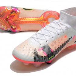 Nike Superfly 8 Elite FG Mid White Black Orange Football Boots